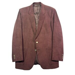mens brown‎ Vintage Ultra Faux Suede blazer jacket sport suit coat retro 42L